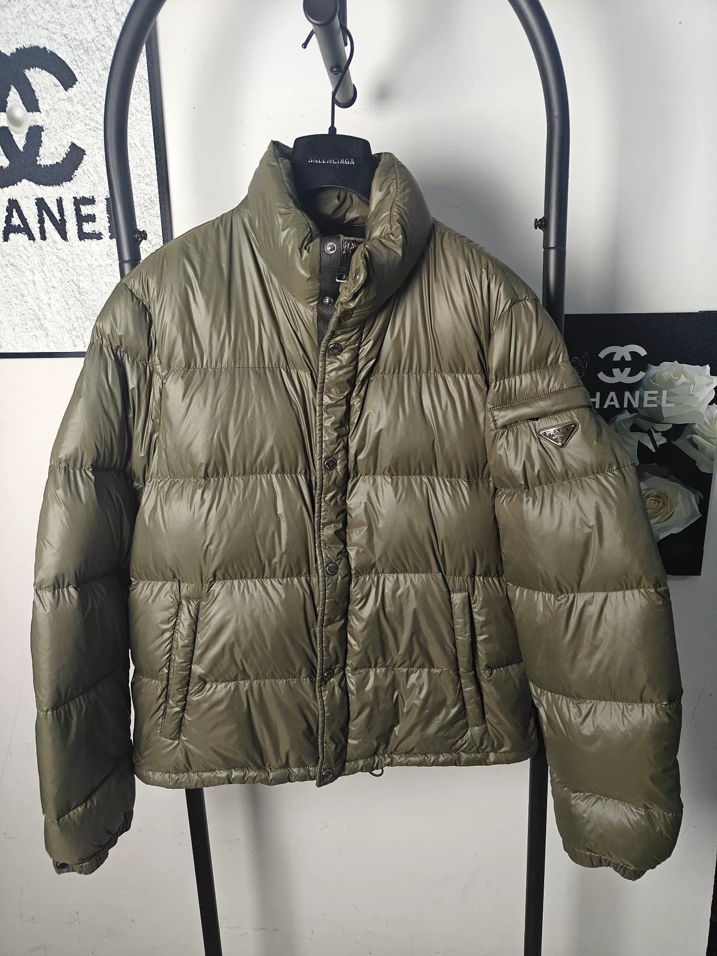 Prada Metallic Triangle Down Jacket
