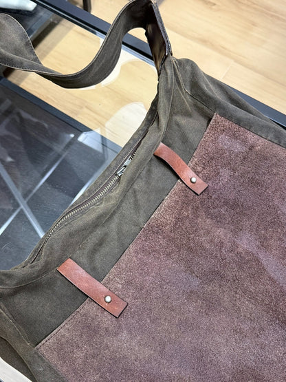 Yohji Yamamoto Suede Distressed Messenger Bag