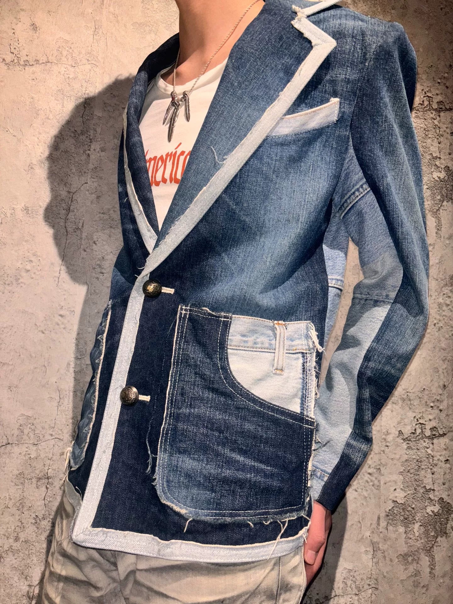 denim blazer with modern design features