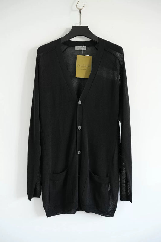 black lace panel knit cardigan