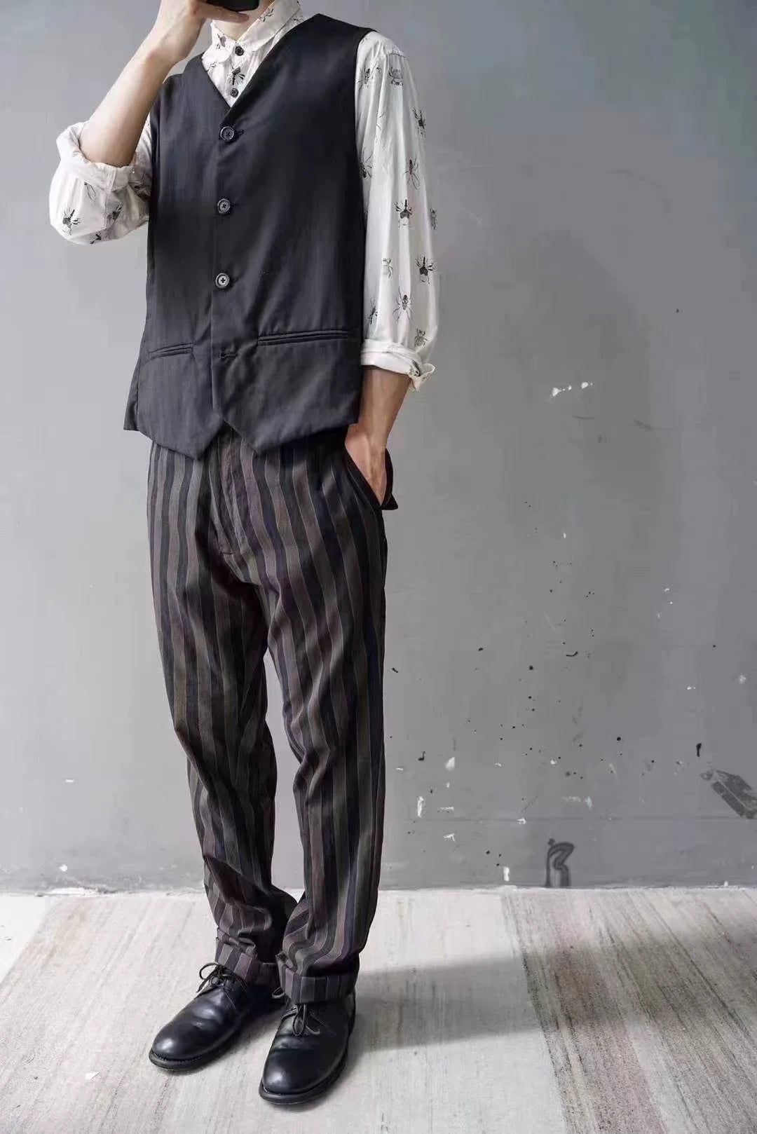 Geoffrey B. Small Silk Wool Striped Pants