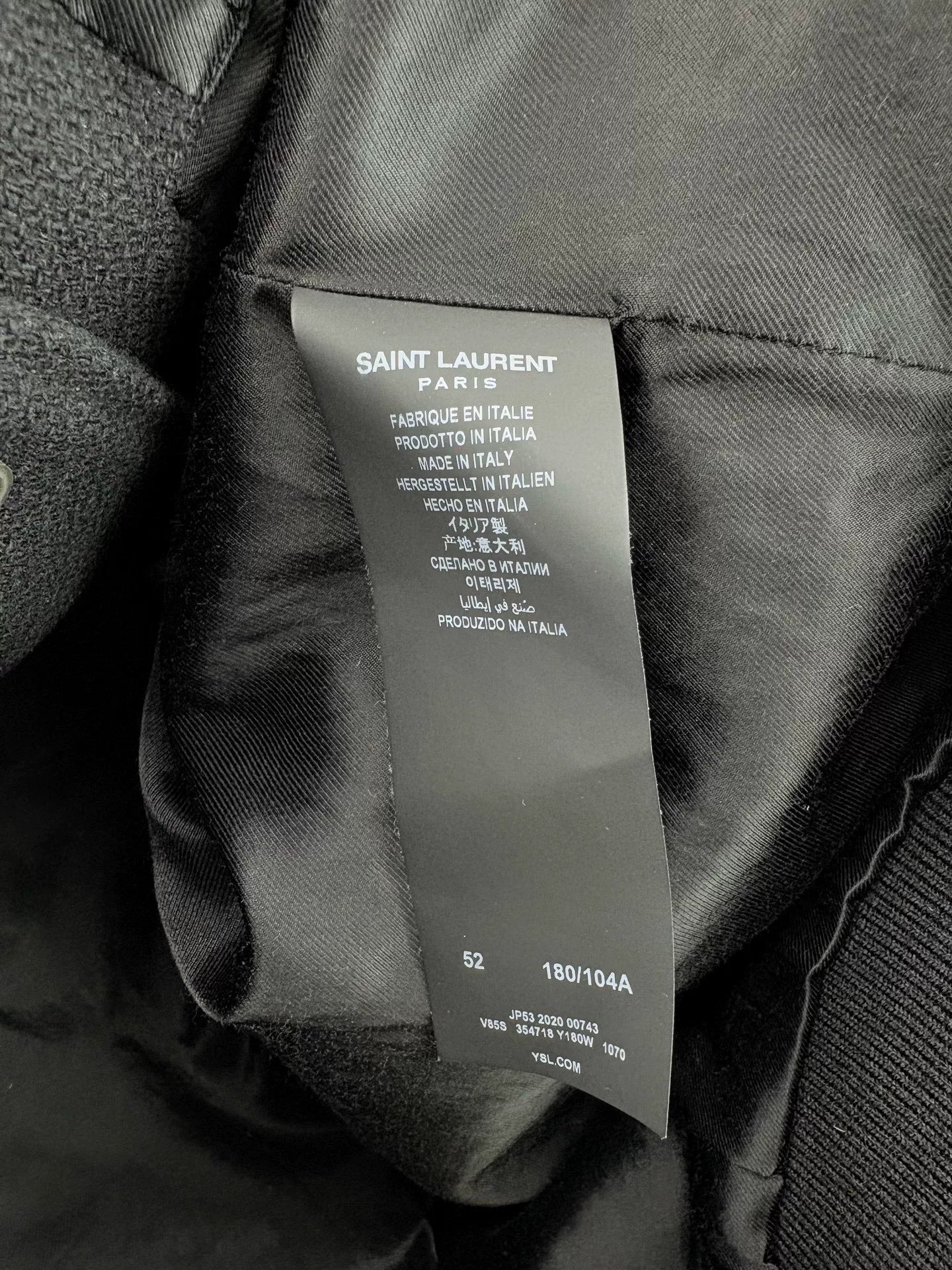 Saint Laurent Paris Leather Sleeve Baseball Jacket