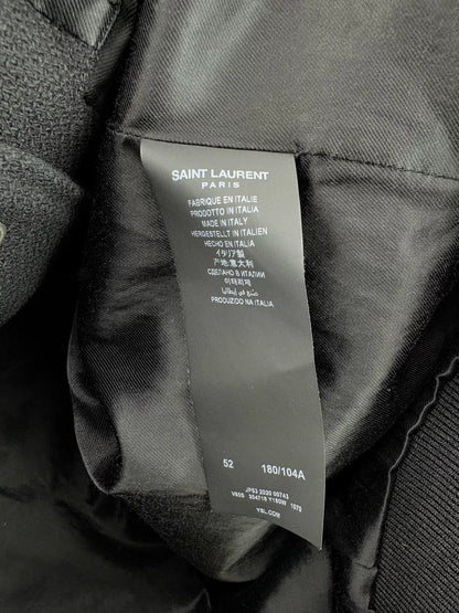 Saint Laurent Paris Leather Sleeve Baseball Jacket