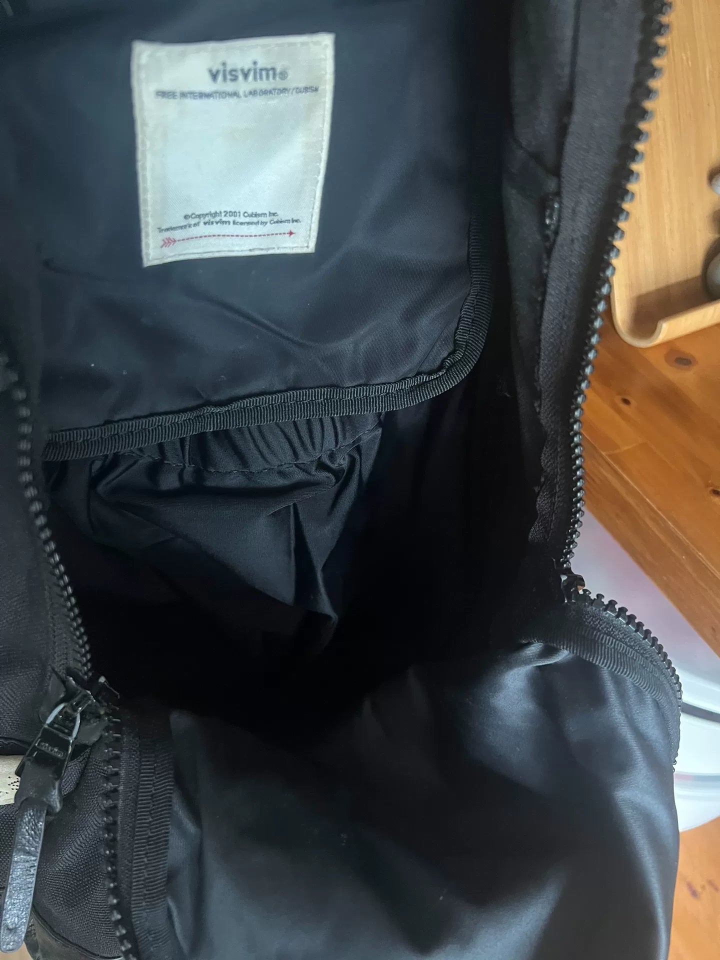 visvim 20L Black Backpack with Leather Base