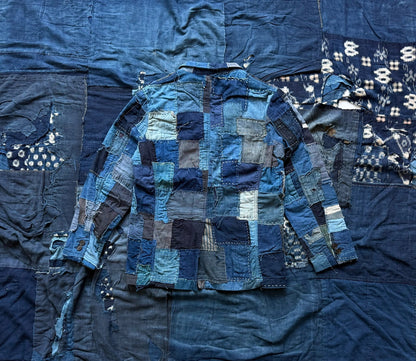 kuon 22AW patchwork jacket in blue