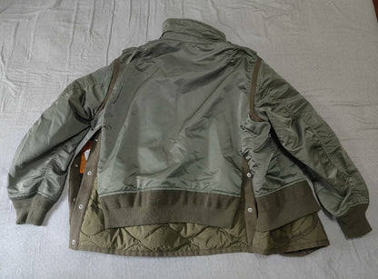 sacai nylon twill mix bomber jacket