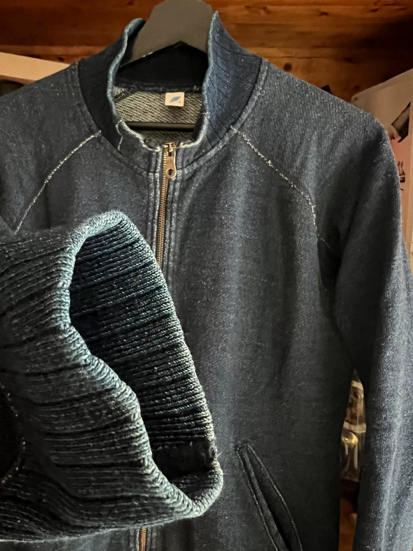 pure blue japan indigo dyed sweatshirt jacket