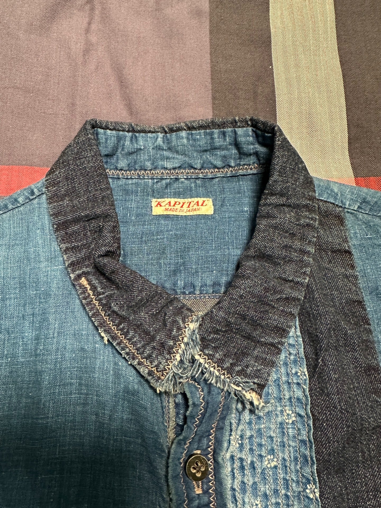 KAPITAL Blue Dye Patchwork Denim Shirt