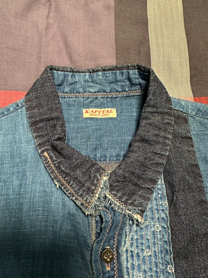 KAPITAL Blue Dye Patchwork Denim Shirt