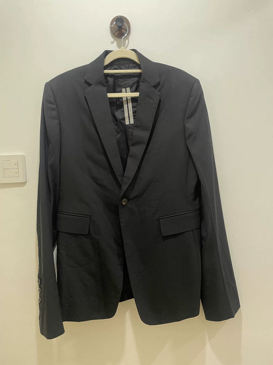 rick owens classic black suit jacket size 50
