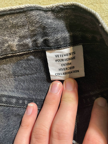 vetements 19 deconstructed tattoo denim pants