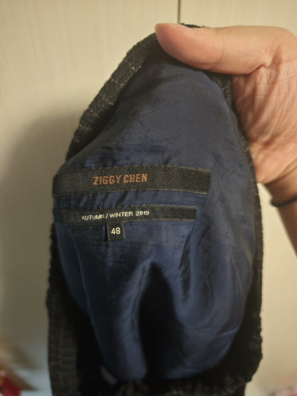 ziggy chen black wool checkered pants