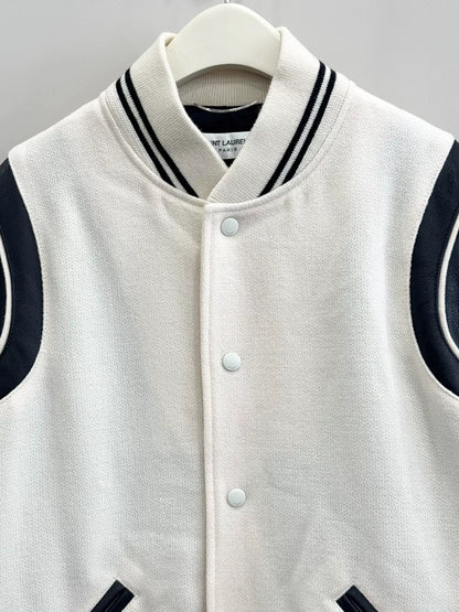 white baseball jacket by saint laurent