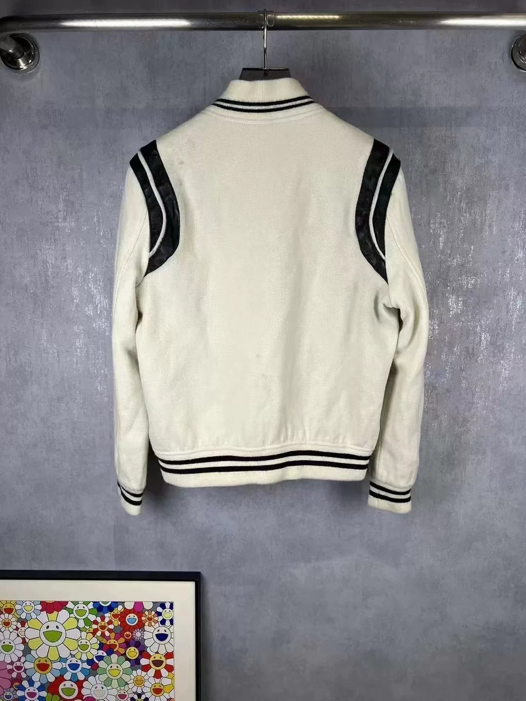 SAINT LAURENT White Baseball Jacket