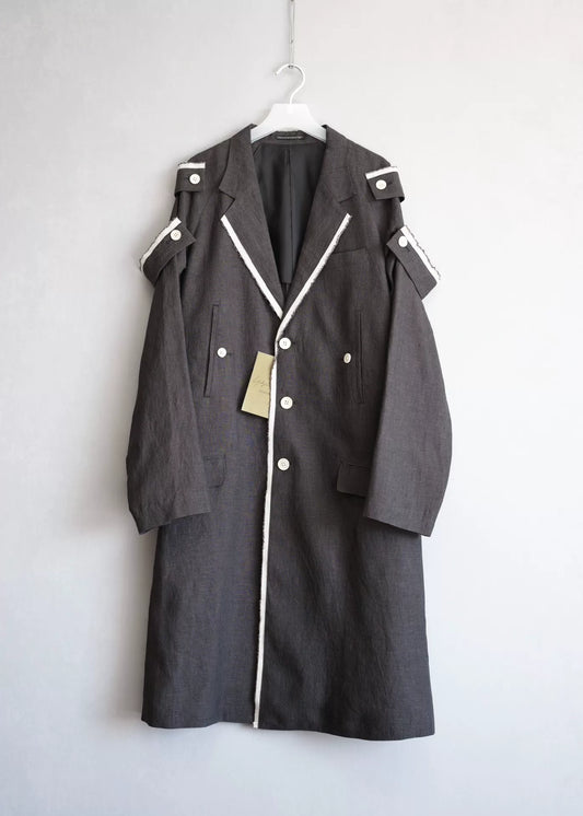 yohji yamamoto shoulder epaulet linen coat