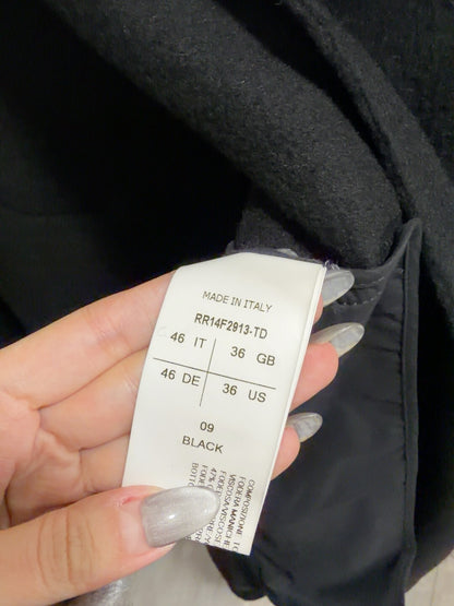 Rick Owens Black Wool Hooded Coat