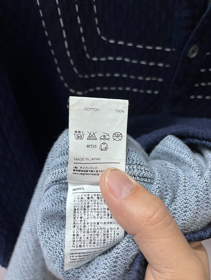 navy blue henley collar sweatshirt