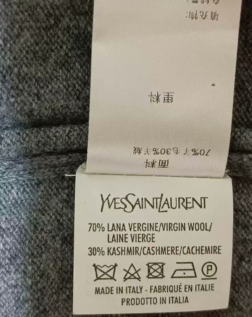 YSL Gray Wool Cable Knit Sweater