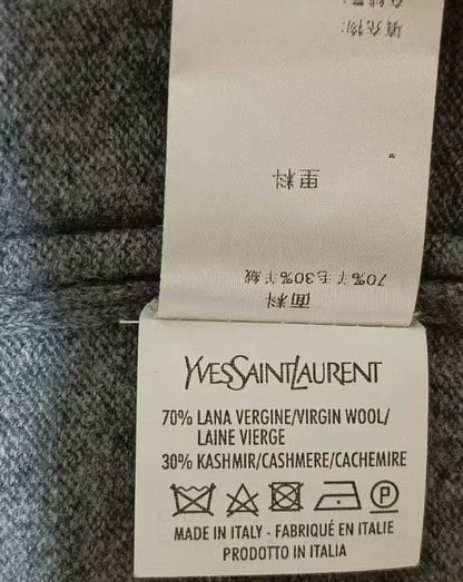 YSL Gray Wool Cable Knit Sweater