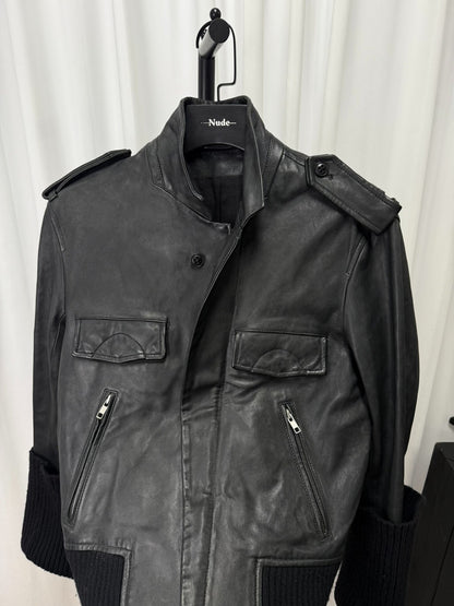 ann demeulemeester long leather jacket size S