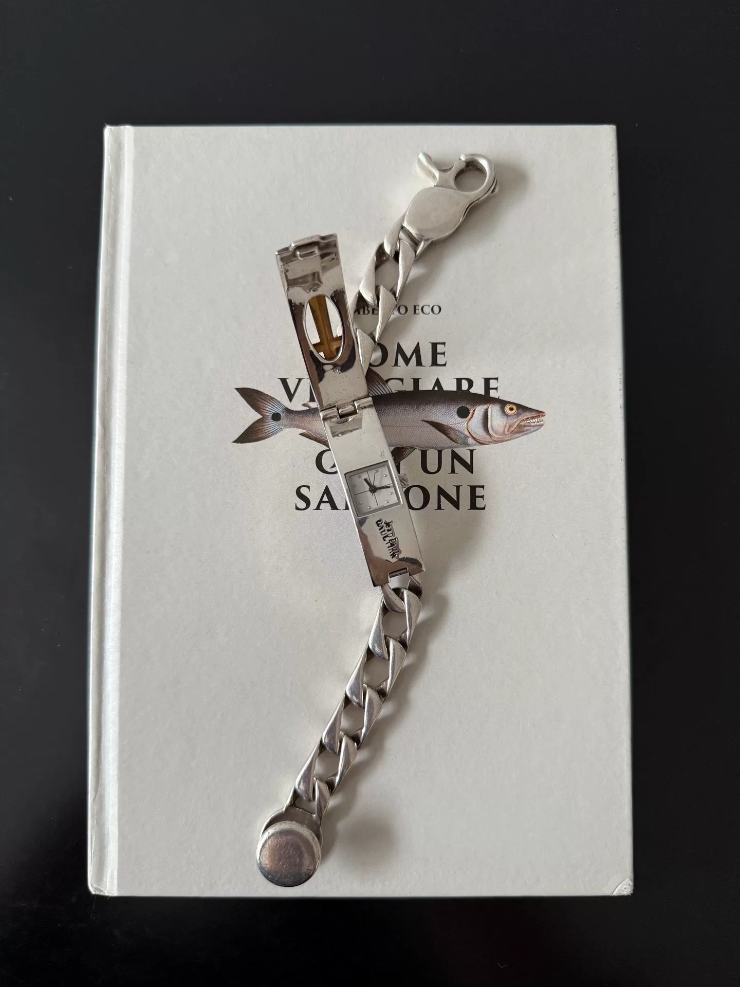 silver rare sci-fi cross bracelet watch