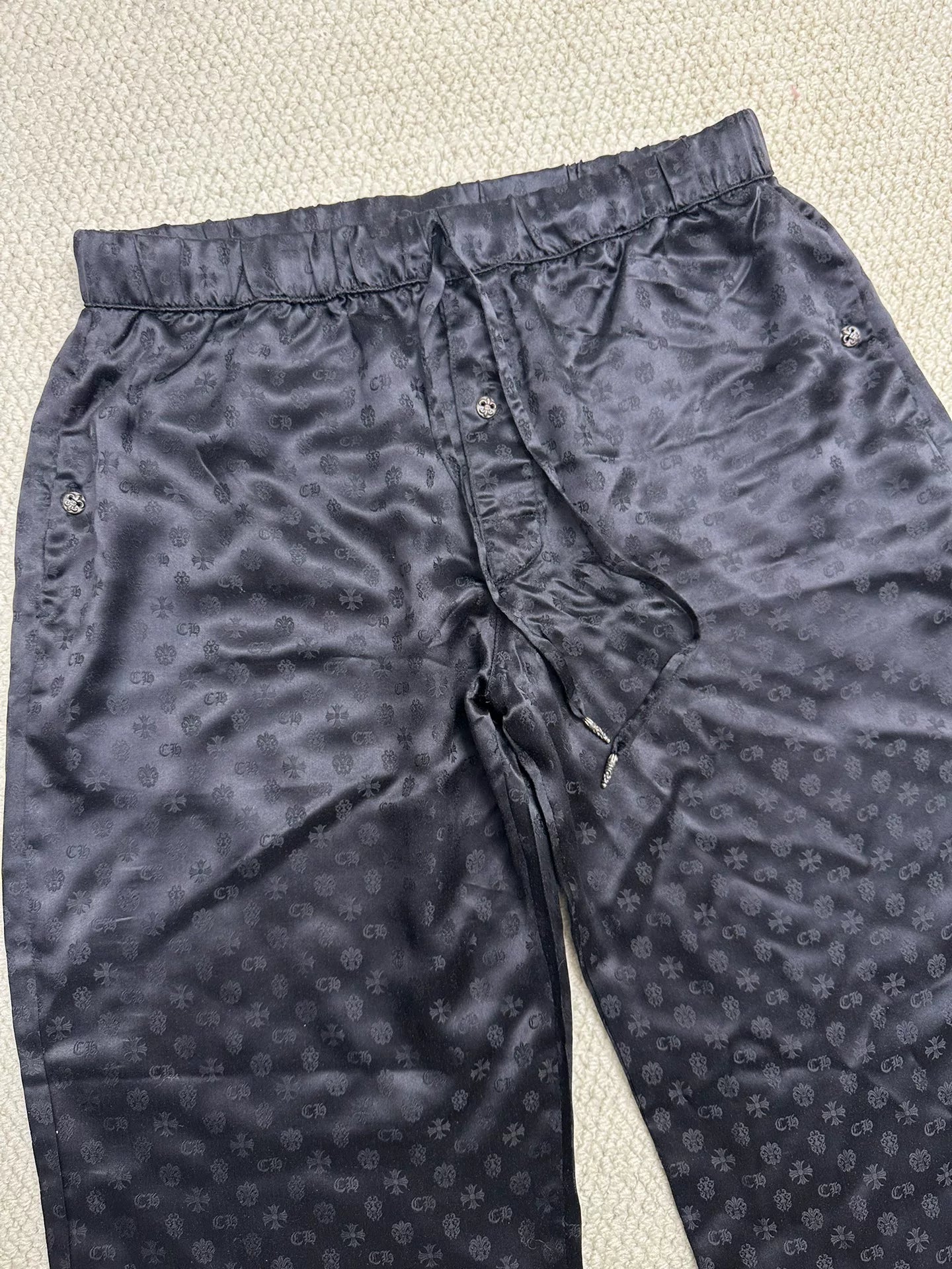 Chrome Hearts Black Silk Sleep Pants XL
