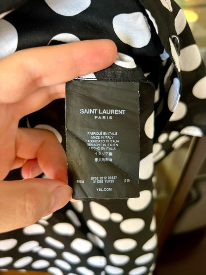 black and white polka dot shirt