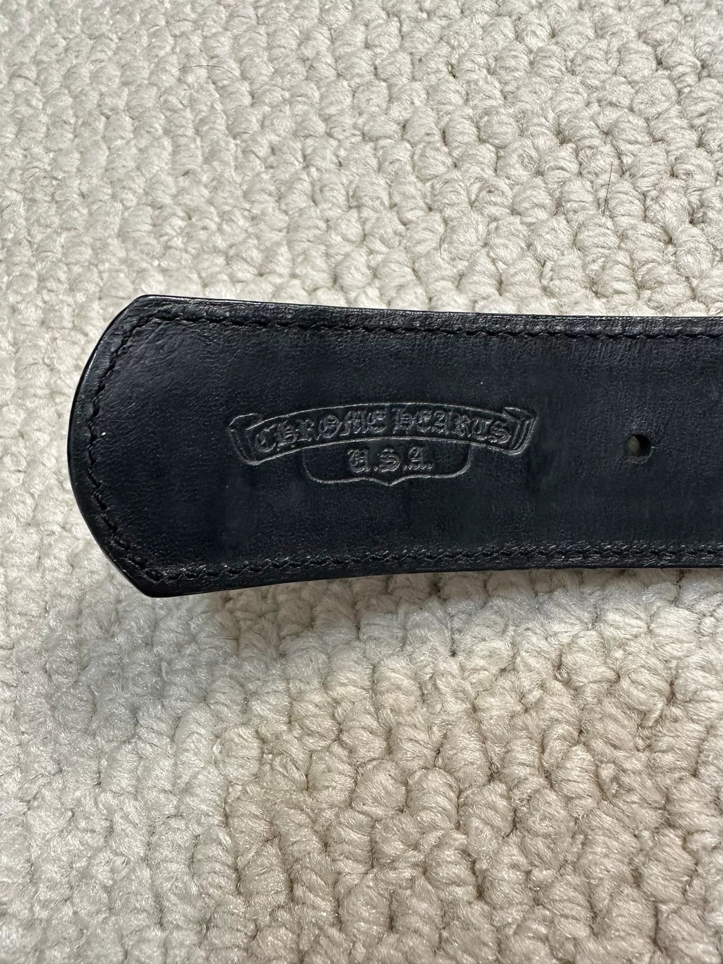 Chrome Hearts Black Cross Patch Leather Belt
