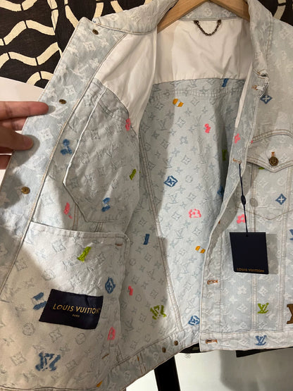 louis vuitton x tyler logo embroidered denim jacket