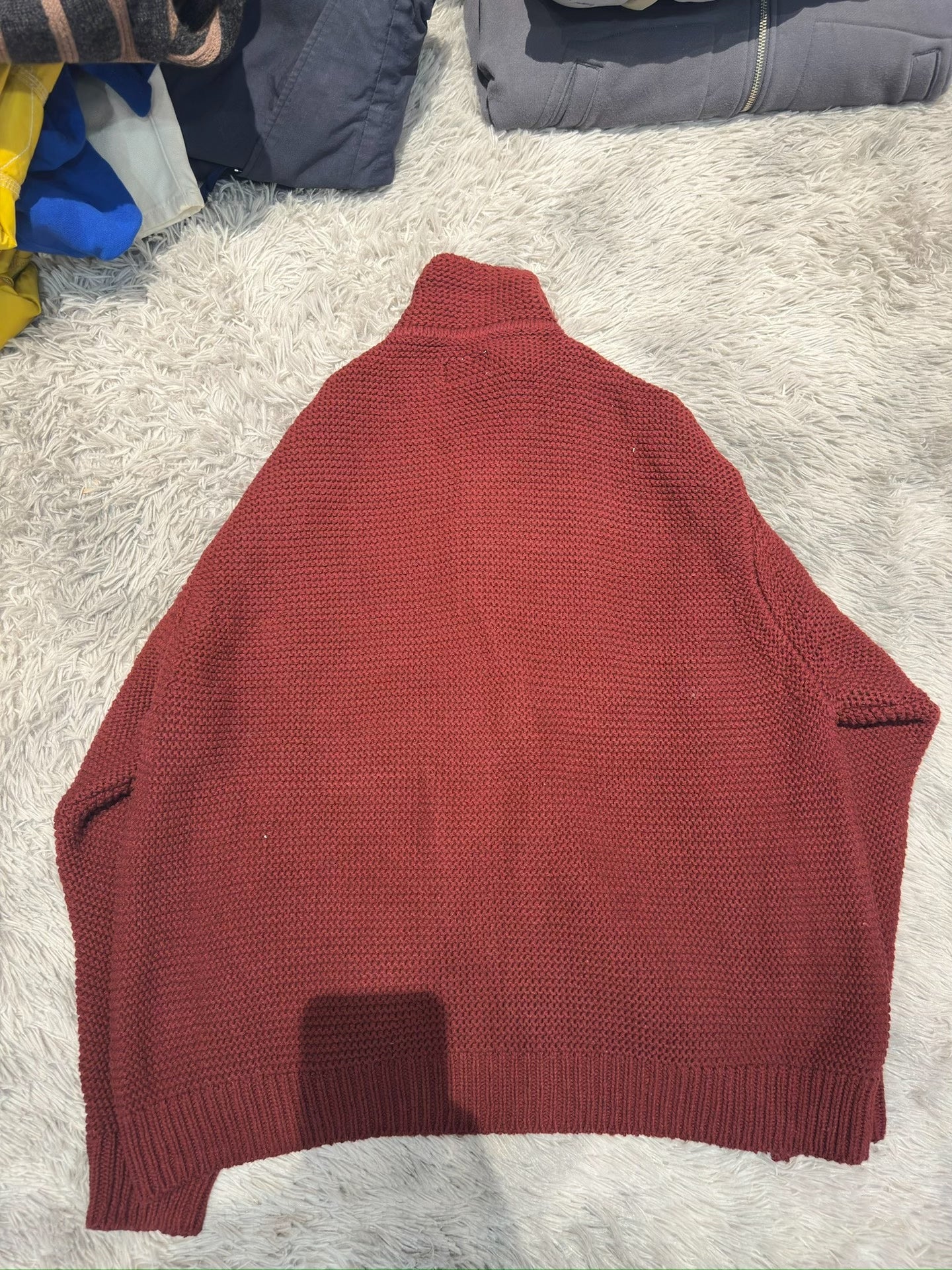 CE/CAVEMPT Wine Red Single-Breasted Knit Sweater