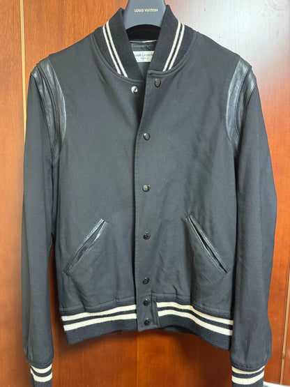 Saint Laurent Black Wool Leather Jacket