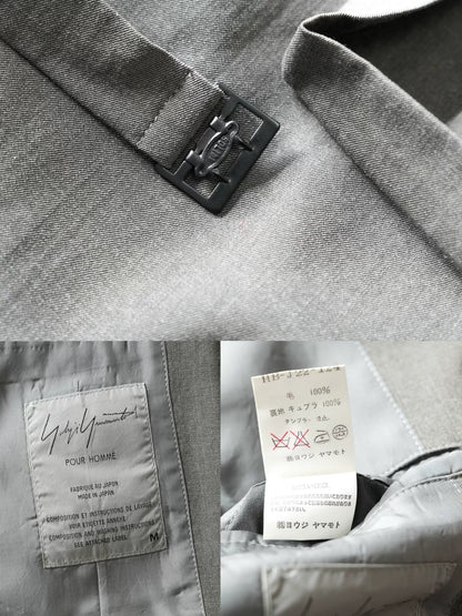 double-breasted concrete gray jacket