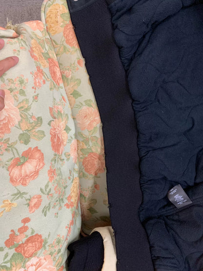 Saint Laurent Black Beige Rose Embroidery Jacket