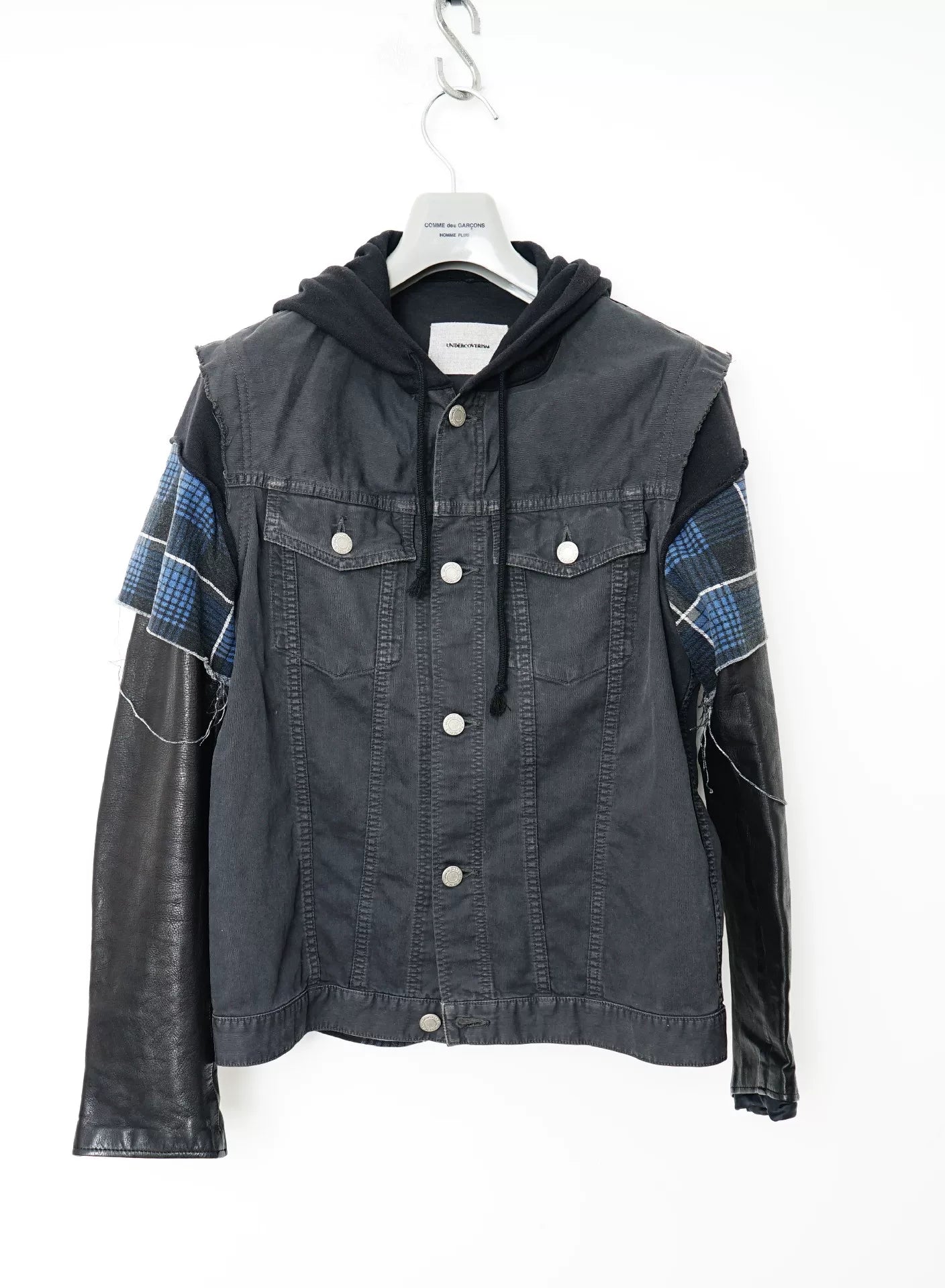 Undercover Leather Sleeve Denim Jacket