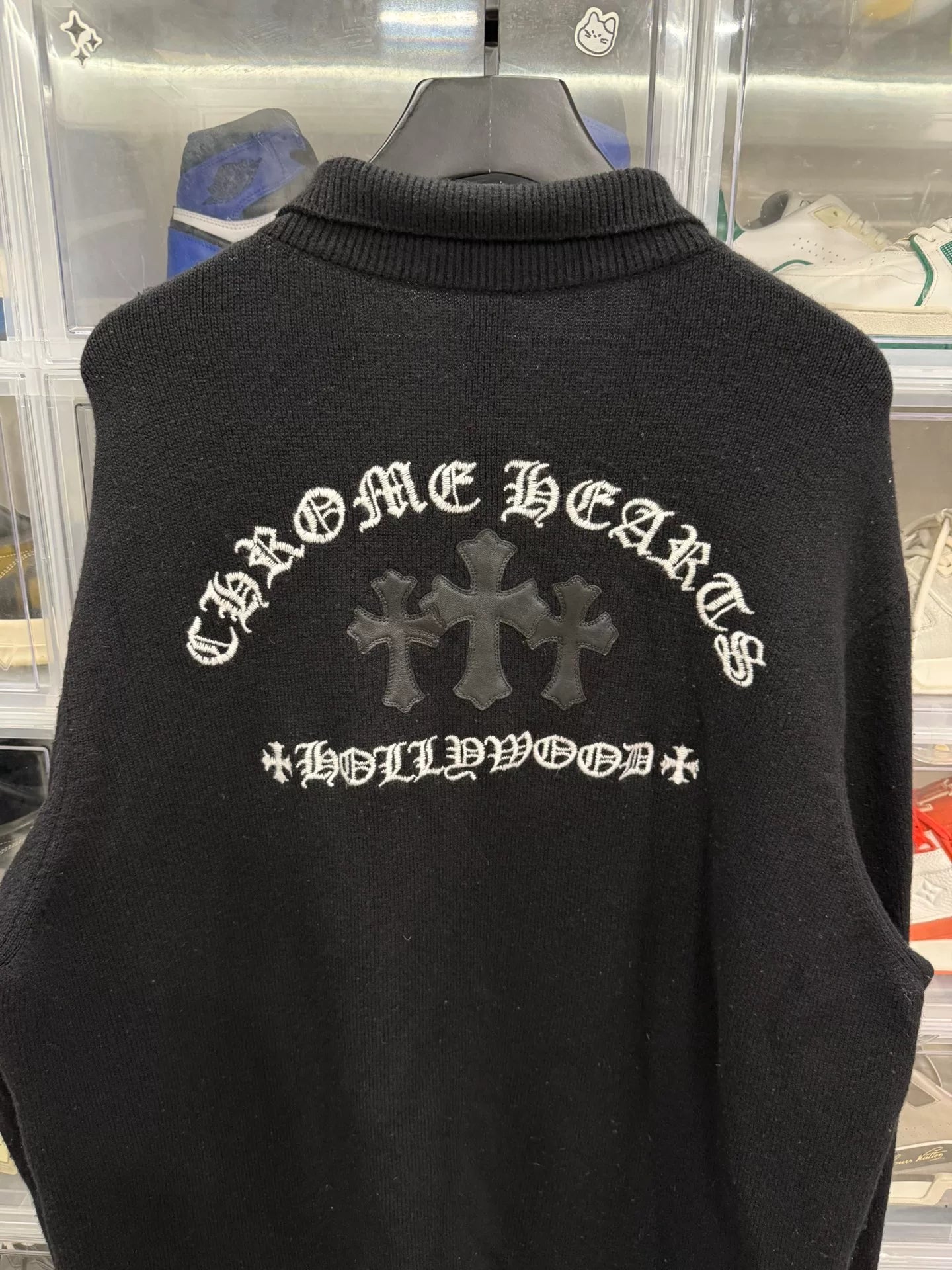 Chrome Hearts Cross Leather Patch Cashmere Cardigan