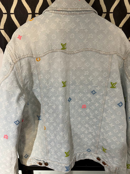 louis vuitton x tyler logo embroidered denim jacket
