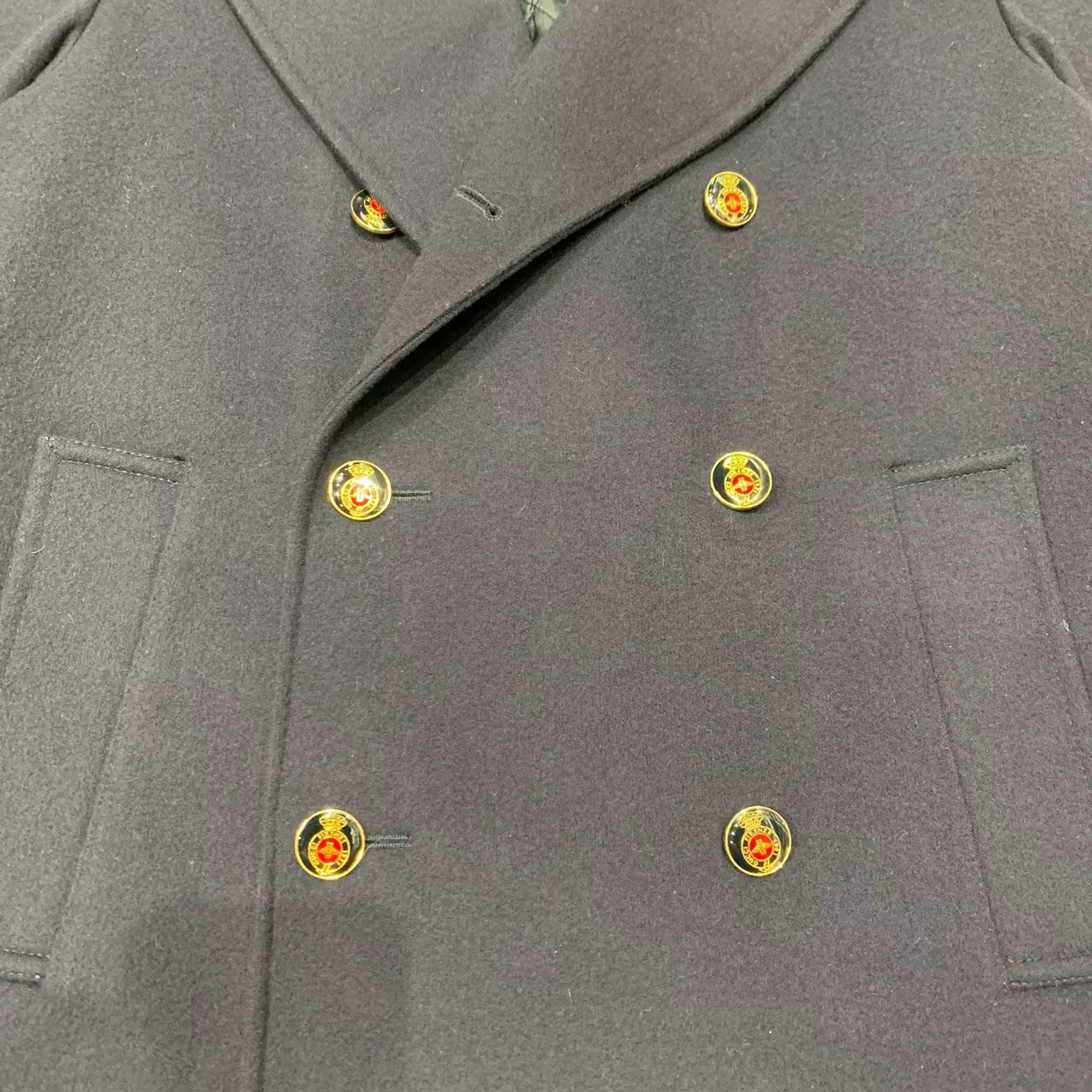 navy double-breasted wool coat by Gucci
