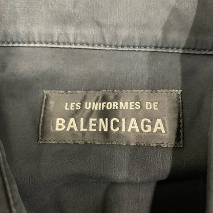 Balenciaga Black Distressed Shirt Jacket Size 36