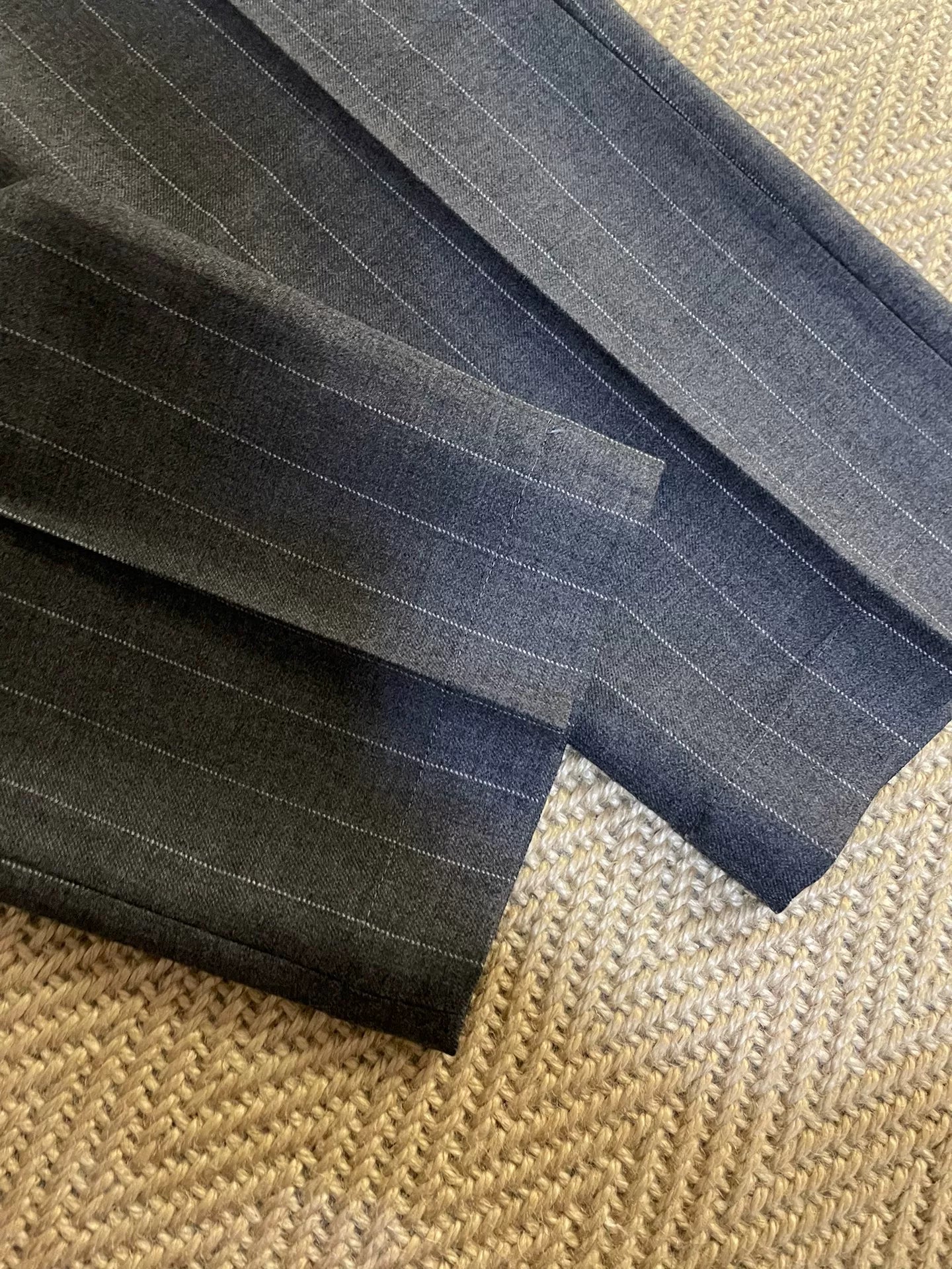 vanquish & fragment gray wool striped pants