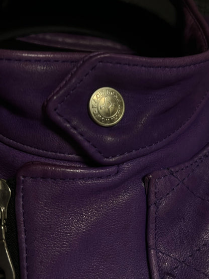 purple vintage leather motorcycle jacket