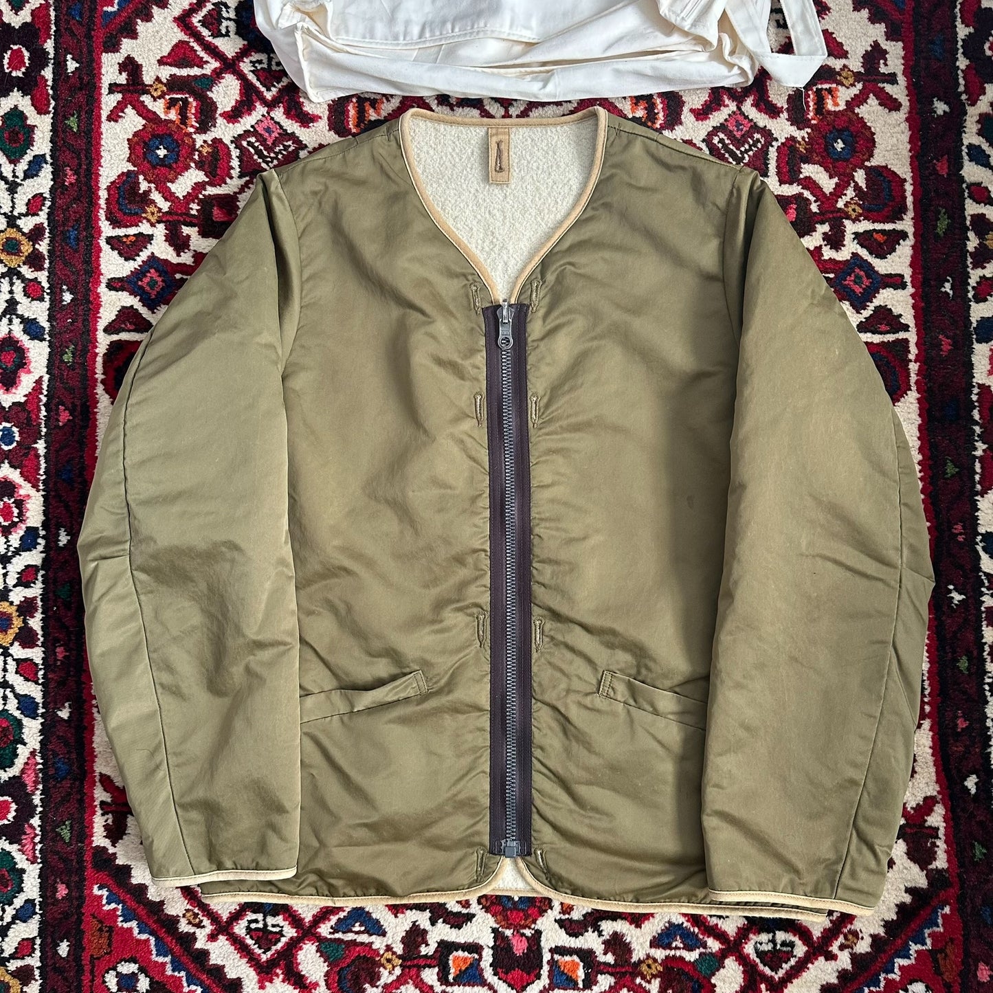 visvim iris liner jacket in khaki green