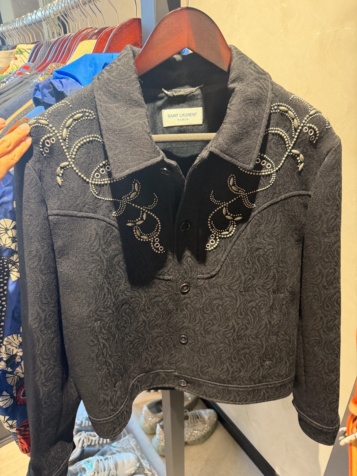 Saint Laurent Cropped Pearl Sequin Jacket