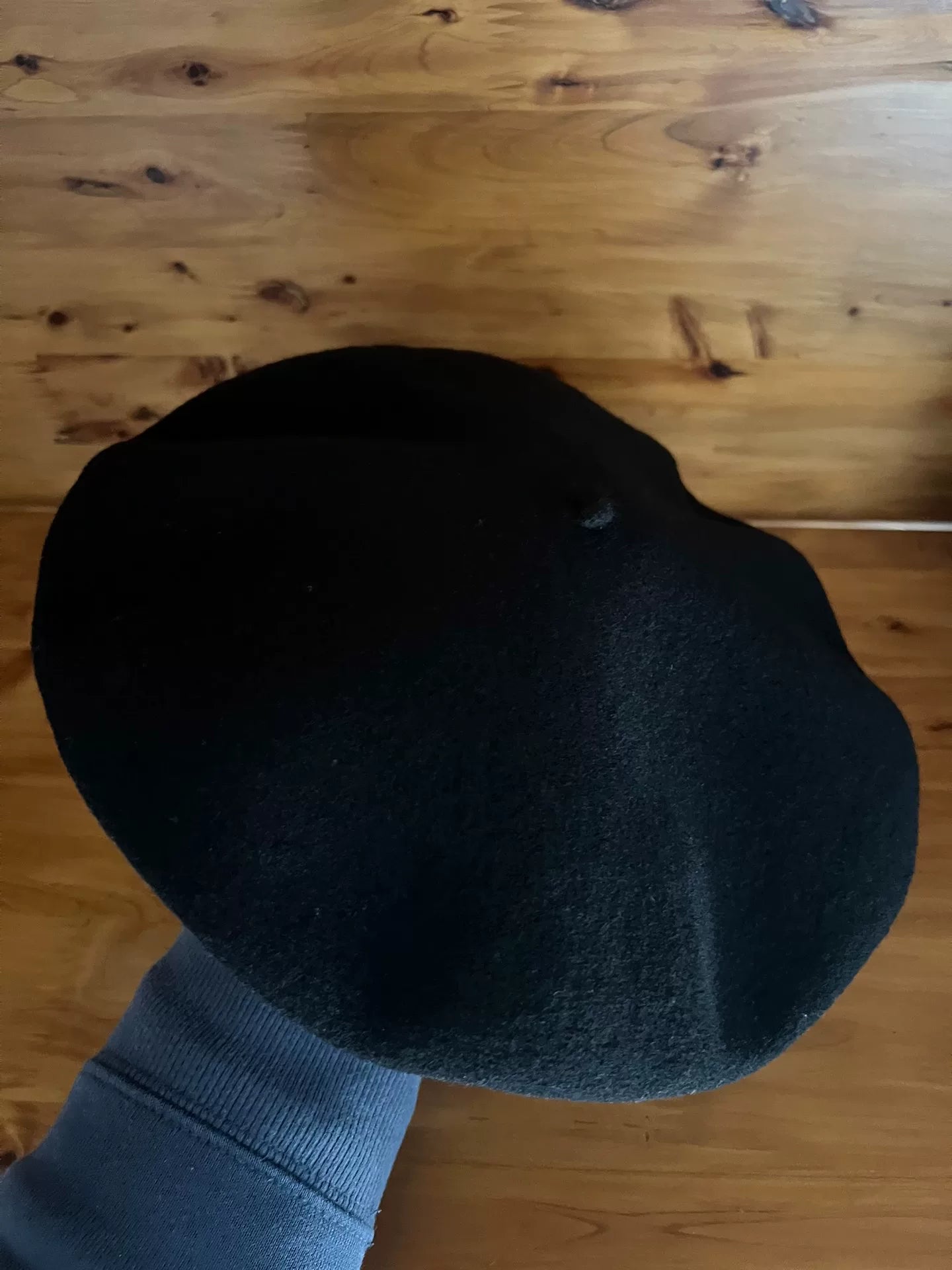 black wool beret hat