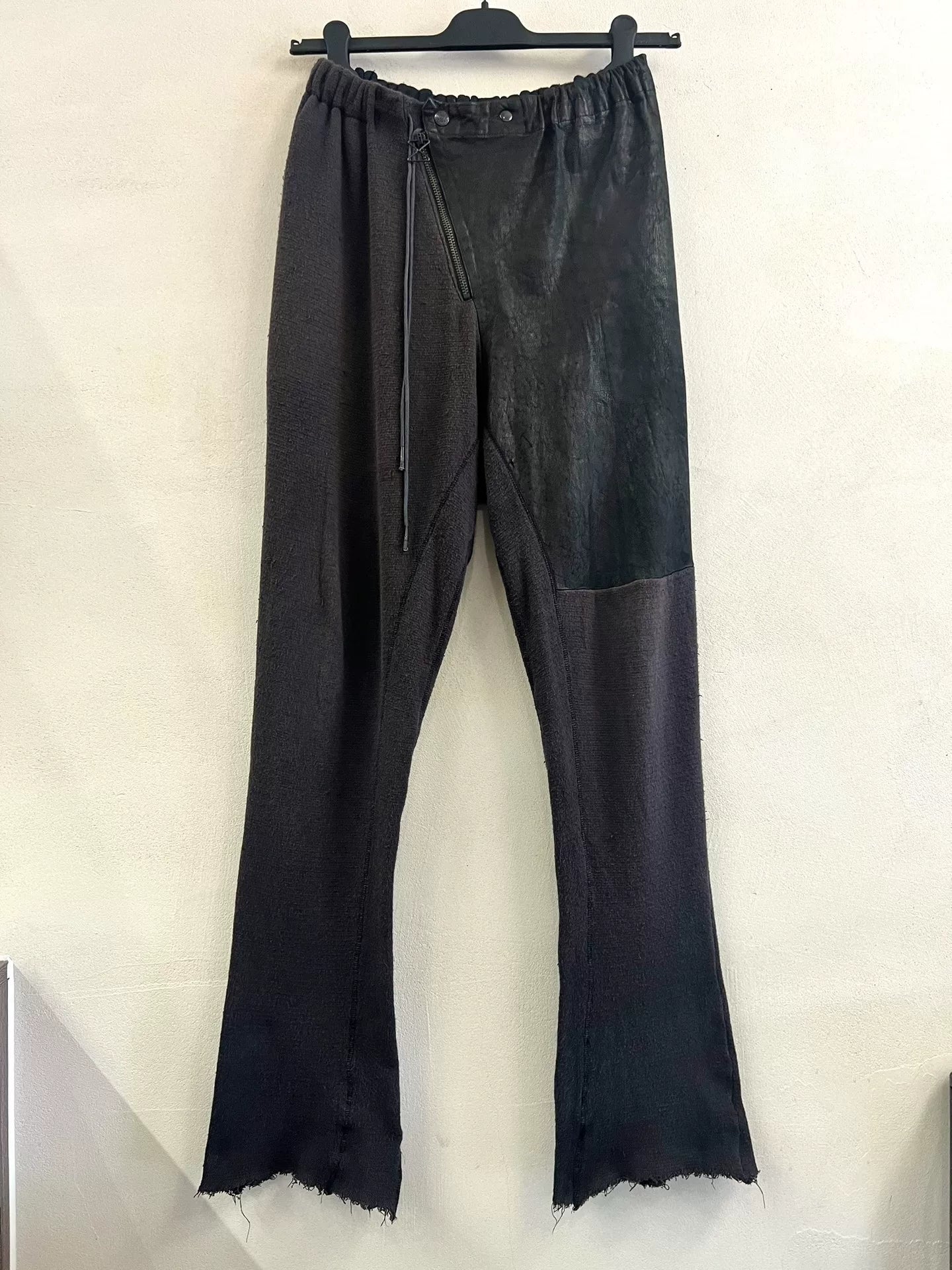 Rick Owens Style Leather Flared Pants
