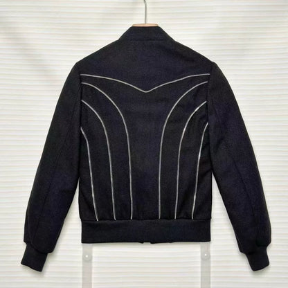 Saint Laurent Black Silver Zip Bomber Jacket