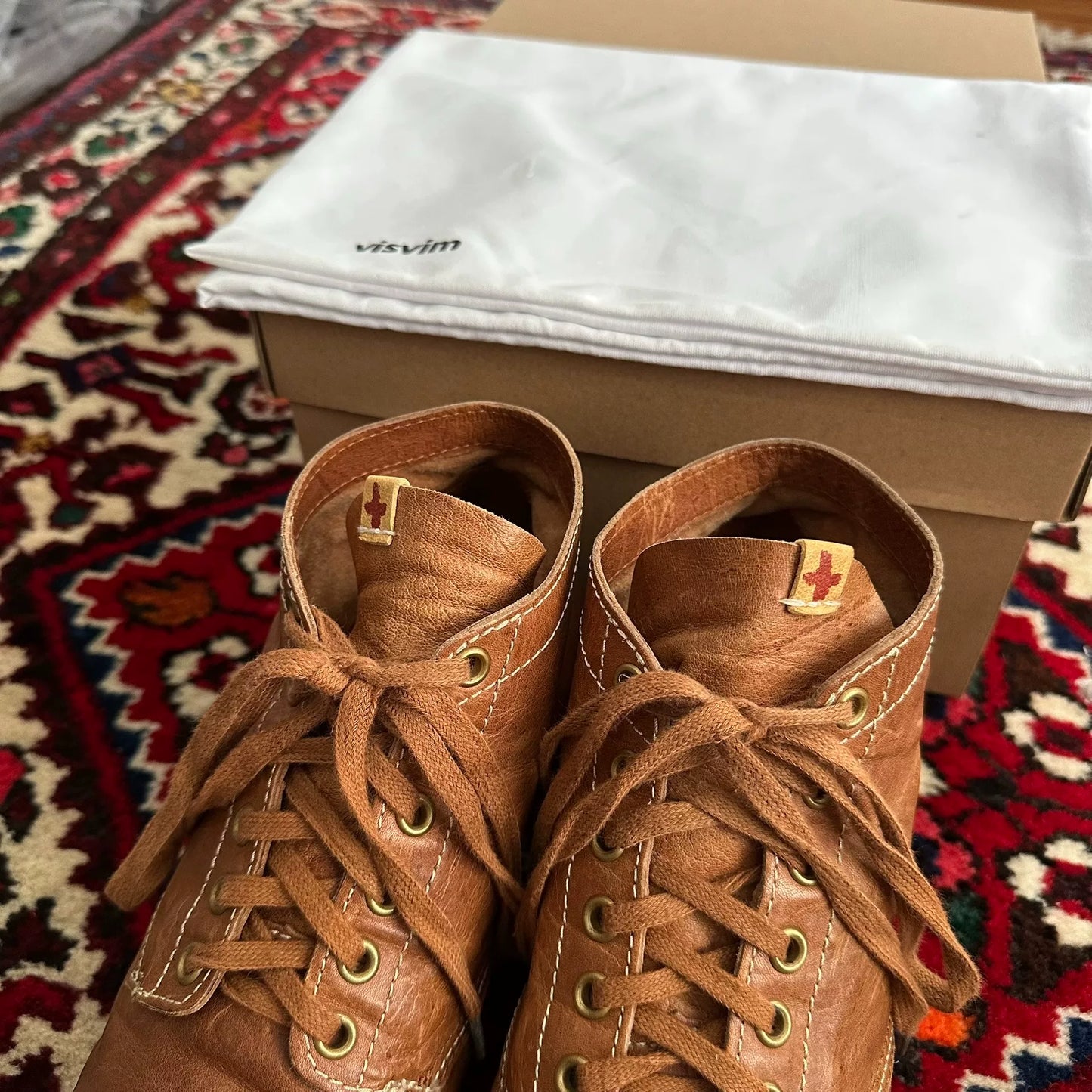 visvim brigadier boots in mid brown