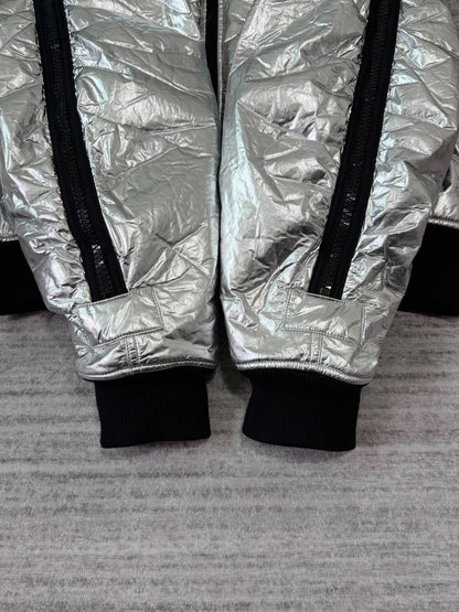 silver bomber jacket with back zipper