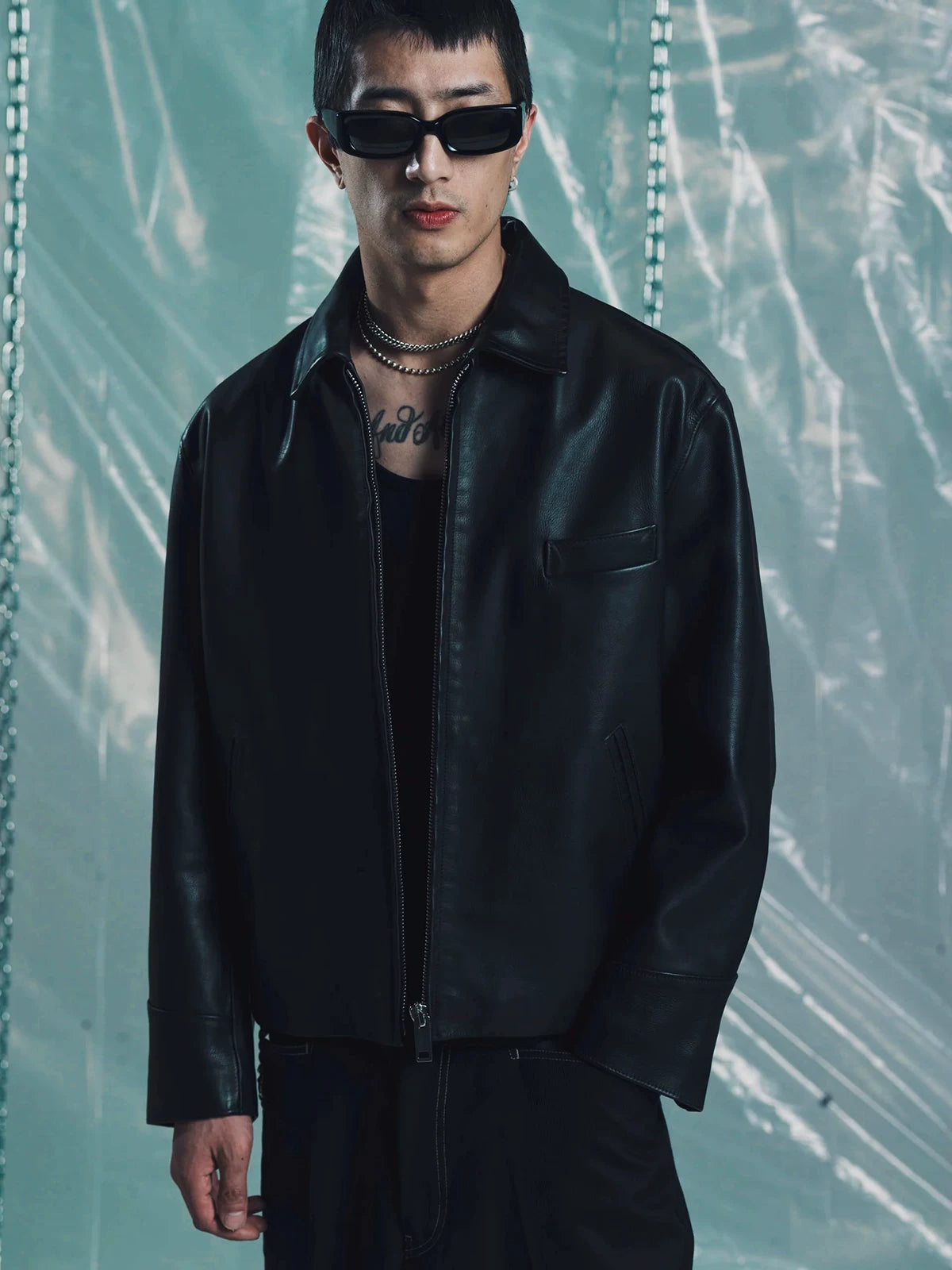 black calf leather rider jacket