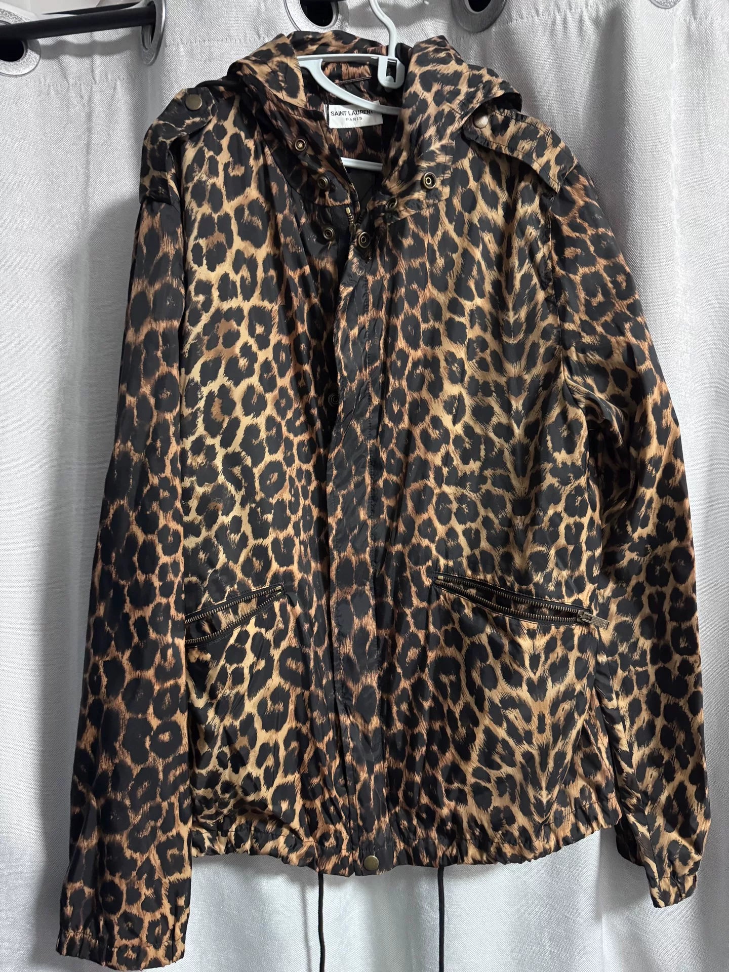 SAINT LAURENT Leopard Print Hooded Jacket