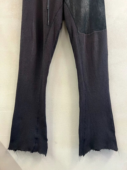Rick Owens Style Leather Flared Pants